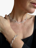 Nina B sterling silver ripple link necklace 43cm, UK version