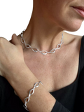 Nina B sterling silver ripple link necklace 43cm, UK version