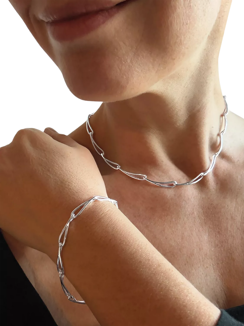 Nina B sterling silver slim loop link necklace, UK version