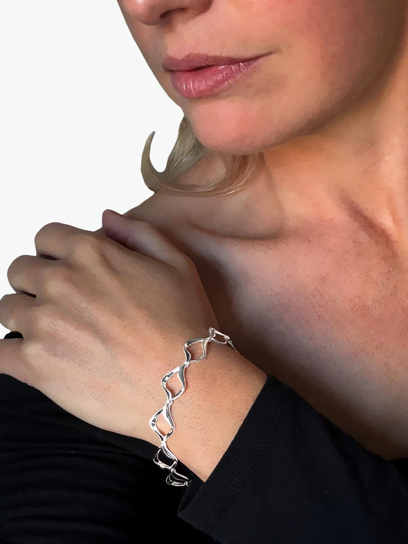 Nina B sterling silver open link bracelet 19cm, UK version