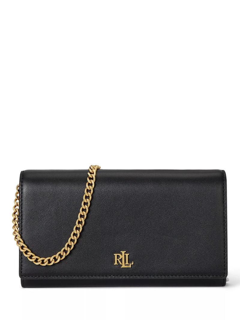 Lauren Ralph Lauren full-grain leather clutch bag with chain strap (British brand)