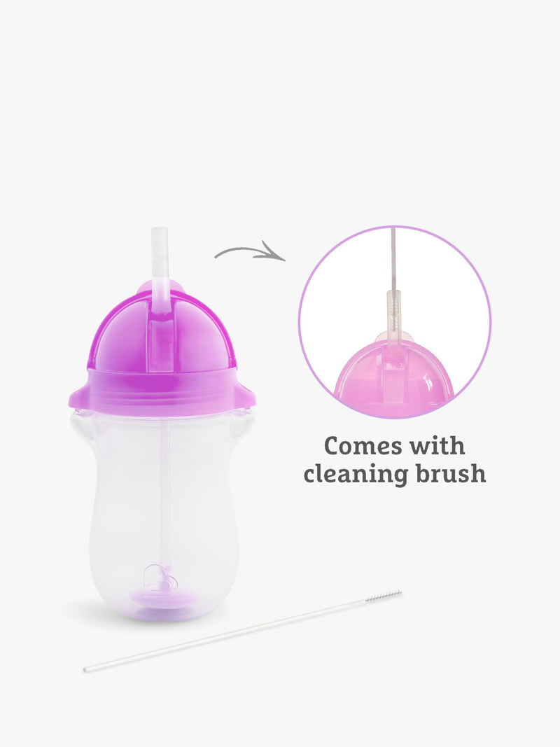 Munchkin weighted straw trainer cup pack of 2 pink purple 10oz (British brand)