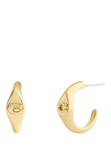 John Lewis Coach Signature C Open Huggie Hoop Earrings - Shiny Gold- Buy online at McGrocer