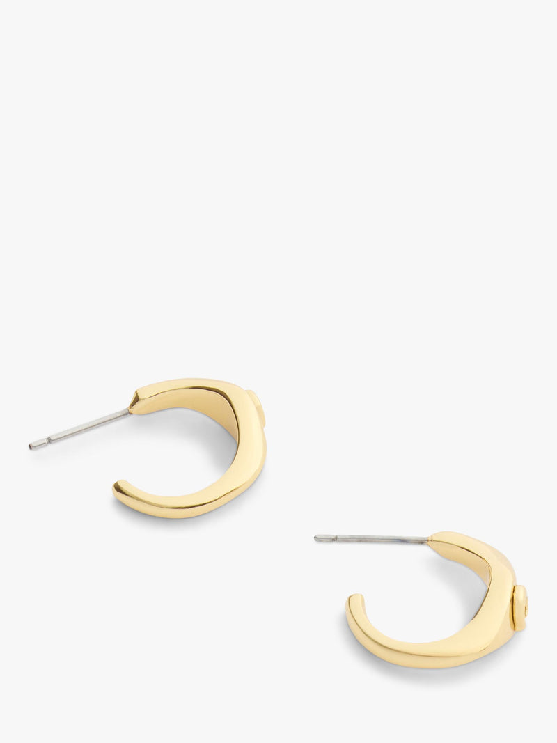 Coach Signature C open huggie hoop earrings shiny gold, imported from the UK