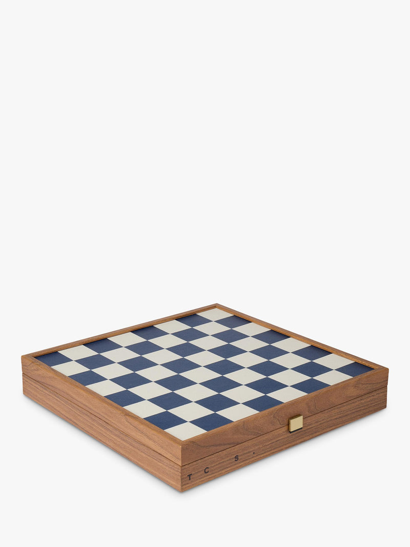 Conran Shop Milos navy wooden chess set, imported from the UK