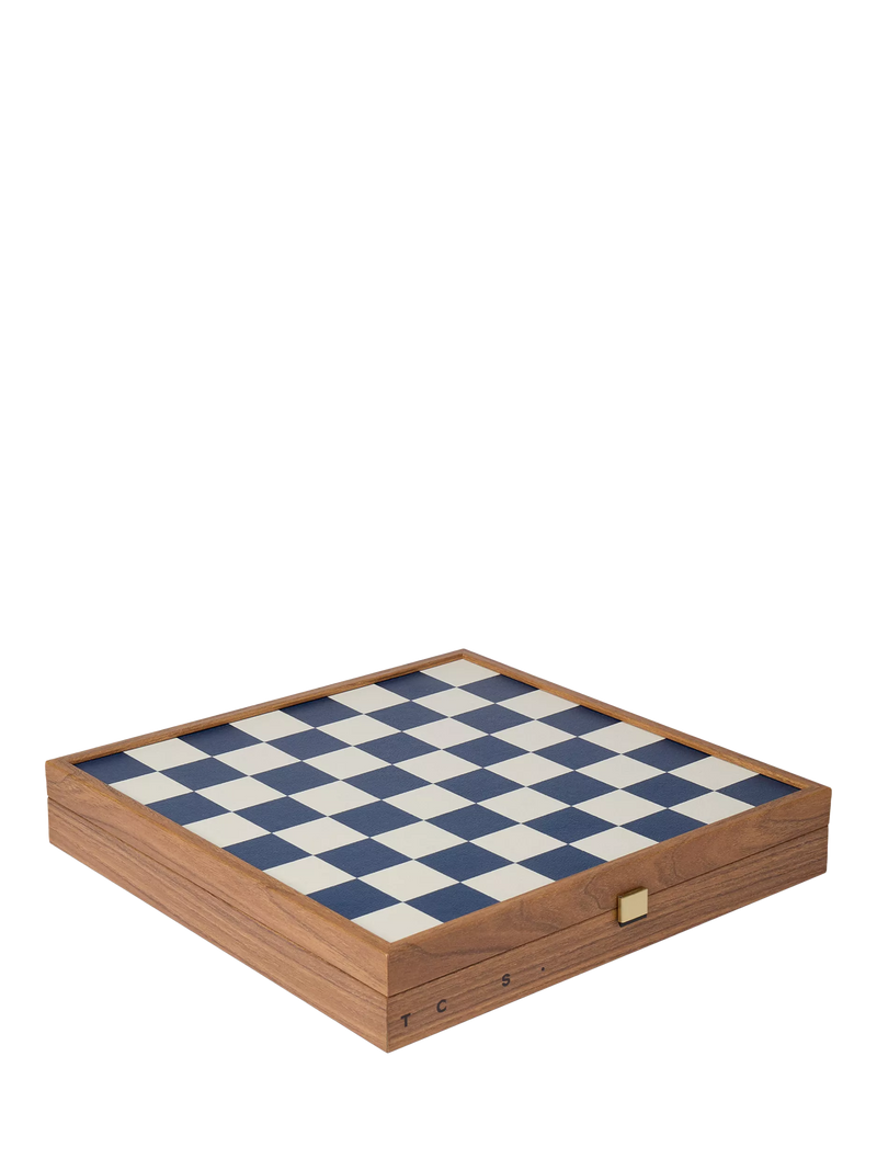 Conran Shop Milos navy wooden chess set, imported from the UK