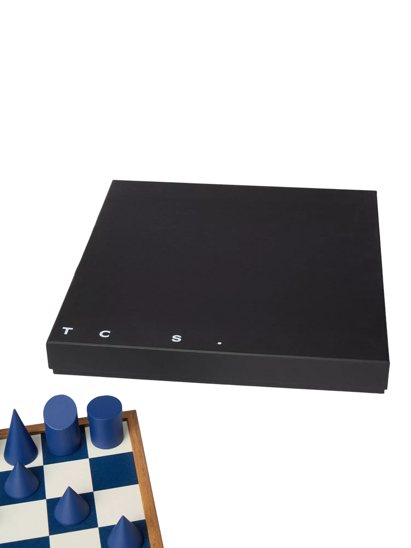 Conran Shop Milos navy wooden chess set, imported from the UK