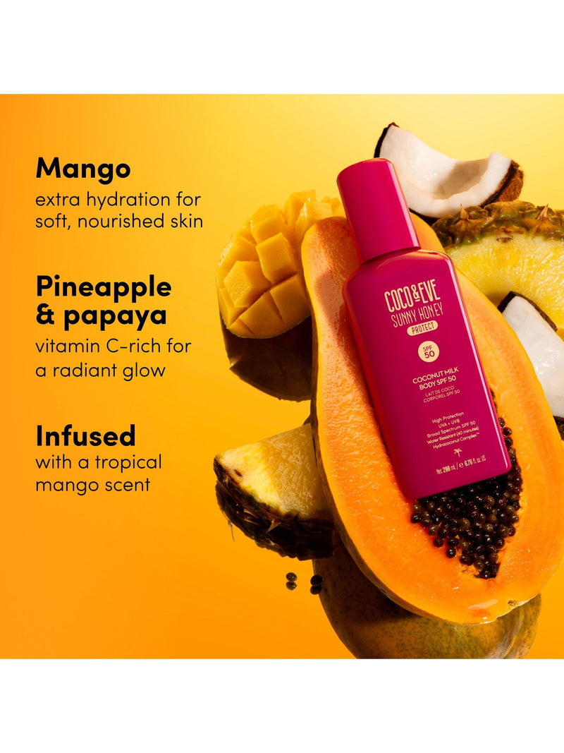 Coco & Eve Body Milk SPF 50 200ml, imported from the UK