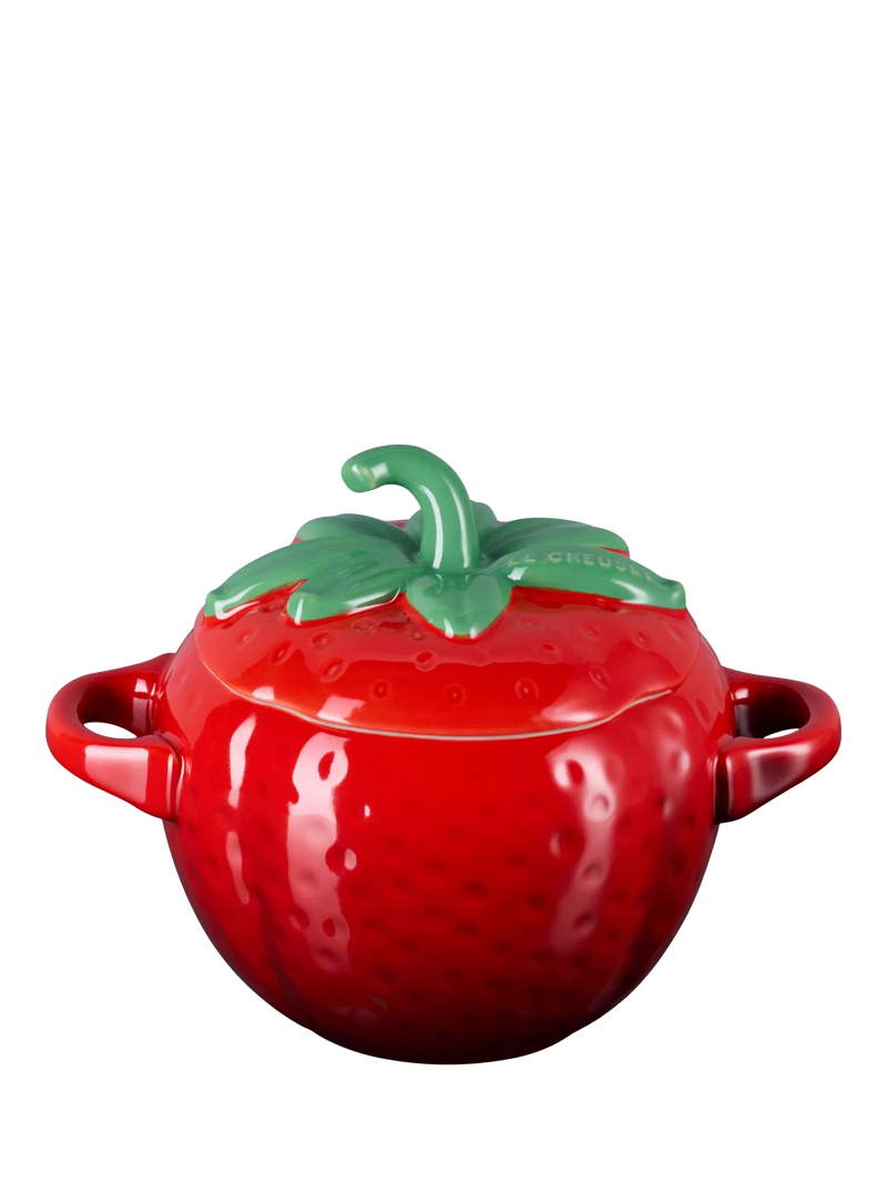 Le Creuset stoneware strawberry petite casserole Cerise (British brand)