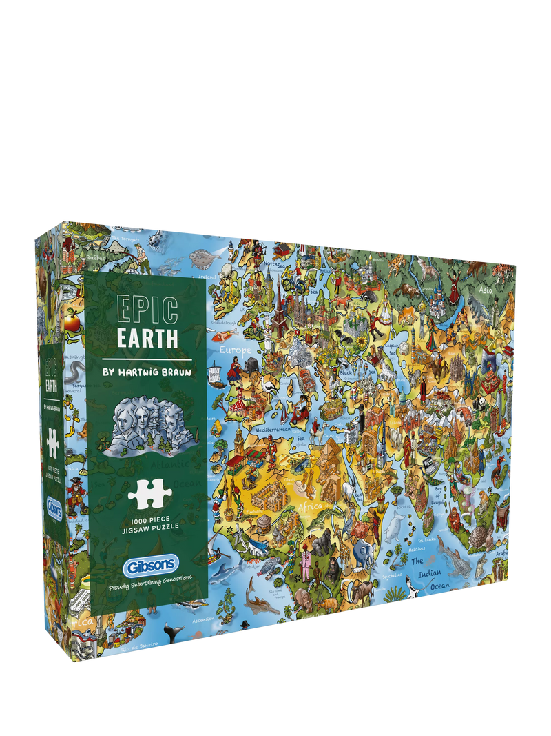 Gibsons Epic Earth animal map jigsaw puzzle 1000 pieces (British brand)