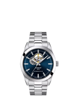 John Lewis Tissot Gentleman Powermatic Open Heart Men's Watch, Blue Dial Silver Bracelet- Buy online at McGrocer