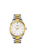 Tissot PR100 men's watch white dial two-tone strap, UK version