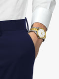 Tissot PR100 men's watch white dial two-tone strap, UK version