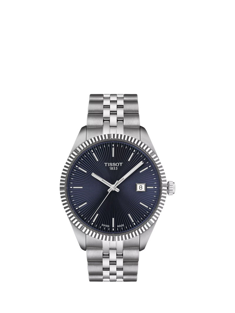 Tissot Ballade men's watch blue dial silver bracelet 40mm (British brand)