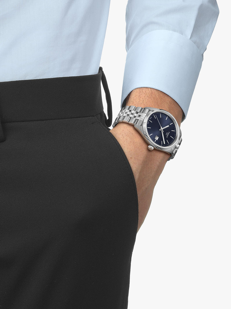 Tissot Ballade men's watch blue dial silver bracelet 40mm (British brand)