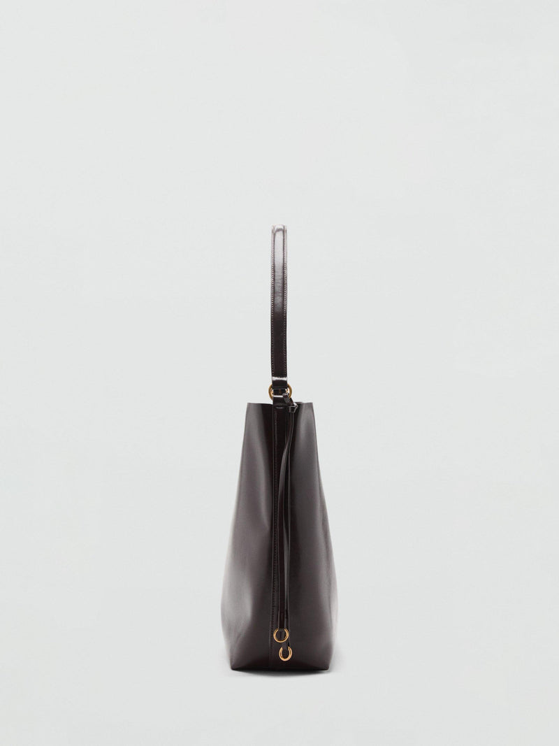 Mango Antonia shoulder bag dark brown with gold-tone hardware, UK version