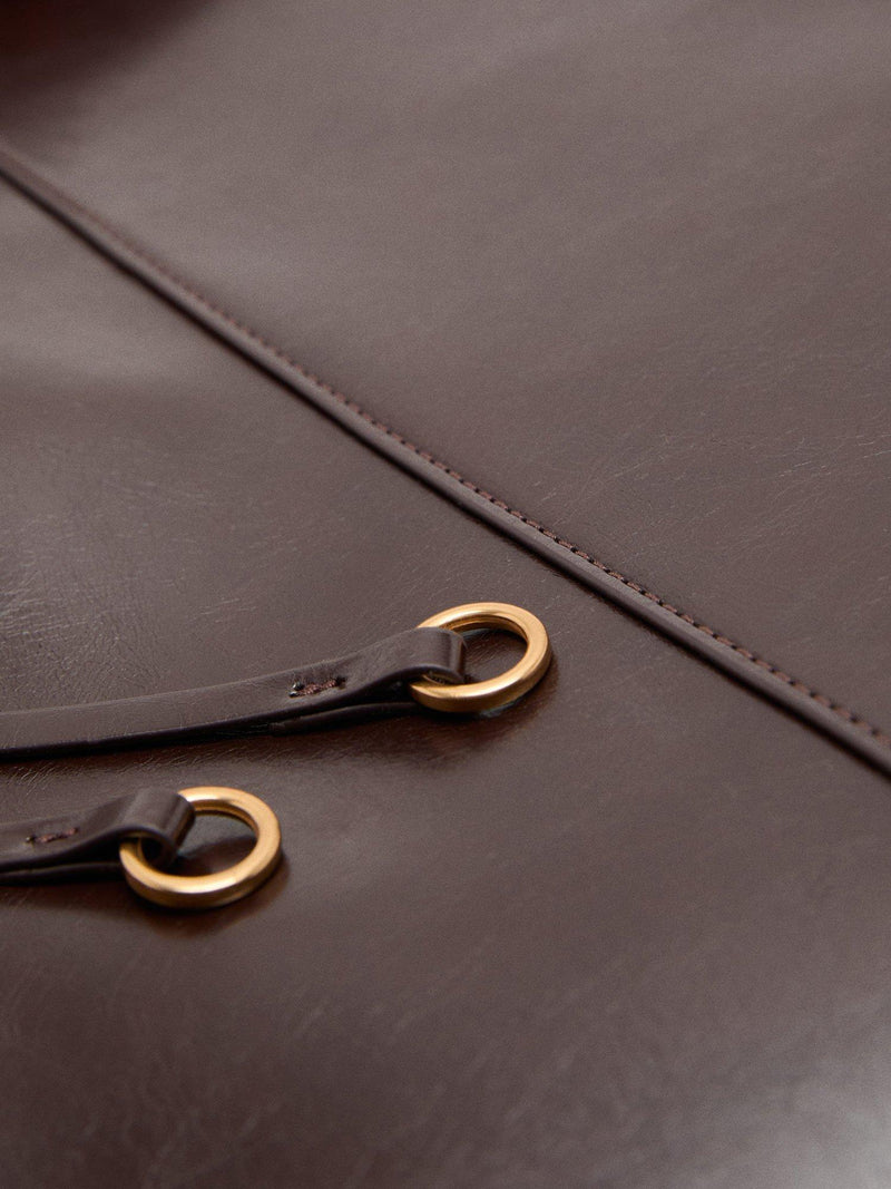 Mango Antonia shoulder bag dark brown with gold-tone hardware, UK version