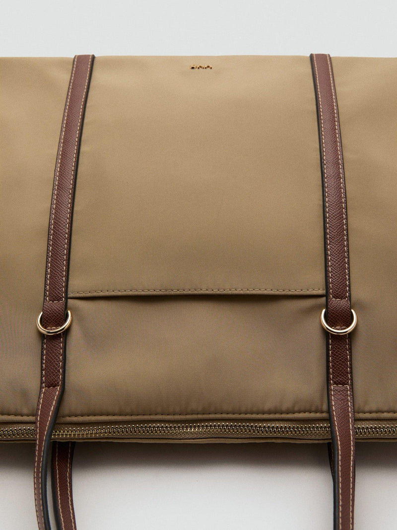 Mango Cobalt double handle shopper bag light beige, UK version