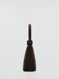 Mango suede leather shopper bag dark brown, imported from the UK