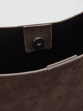 Mango suede leather shopper bag dark brown, imported from the UK