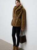 Mango suede leather shopper bag dark brown, imported from the UK