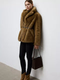 Mango suede leather shopper bag dark brown, imported from the UK