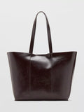 Mango large shopper bag dark brown leather lined, imported from the UK