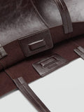 Mango large shopper bag dark brown leather lined, imported from the UK