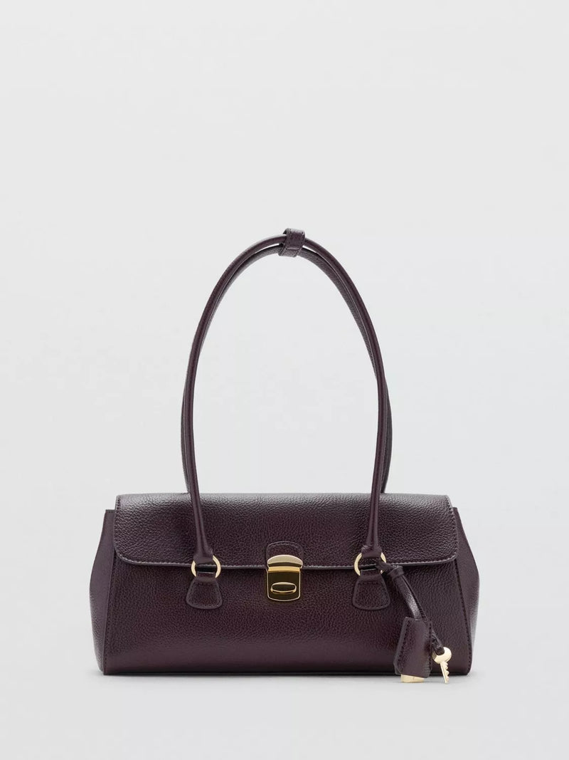 Mango dark red faux leather bowling bag, UK version