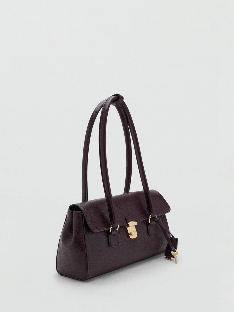 Mango dark red faux leather bowling bag, UK version