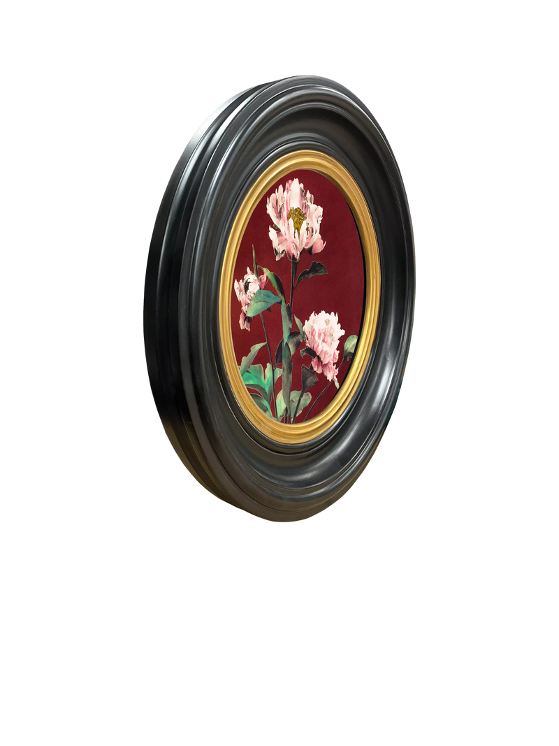 Brookpace Lascelles peony round canvas print 43cm, UK version