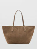 Mango Curro suede shopper handbag greige - British product