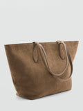 Mango Curro suede shopper handbag greige - British product