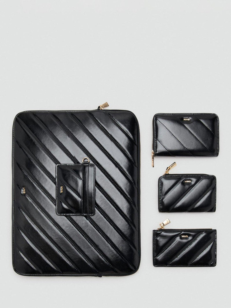 Mango diagonal quilted purse black small, imported from the UK