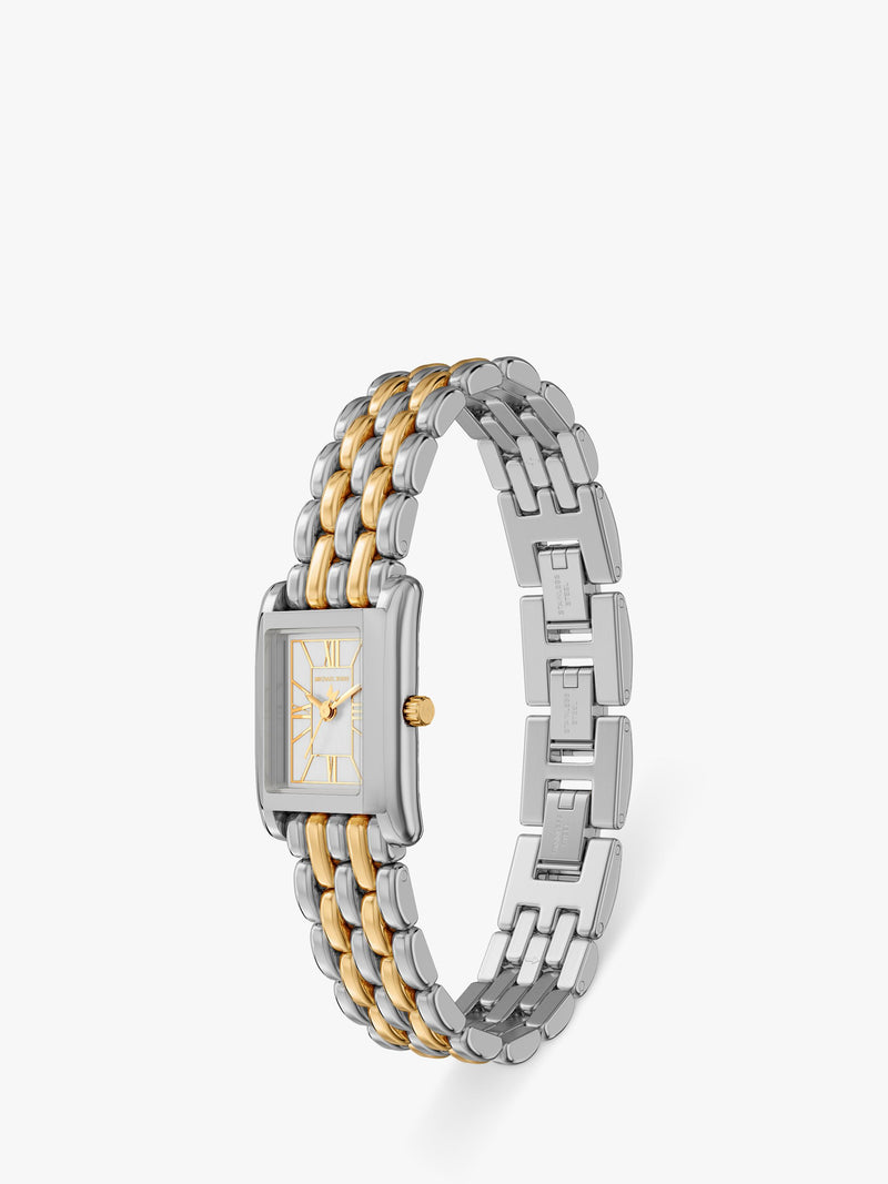 Michael Kors Essex Tank two-tone watch with link bracelet, UK version