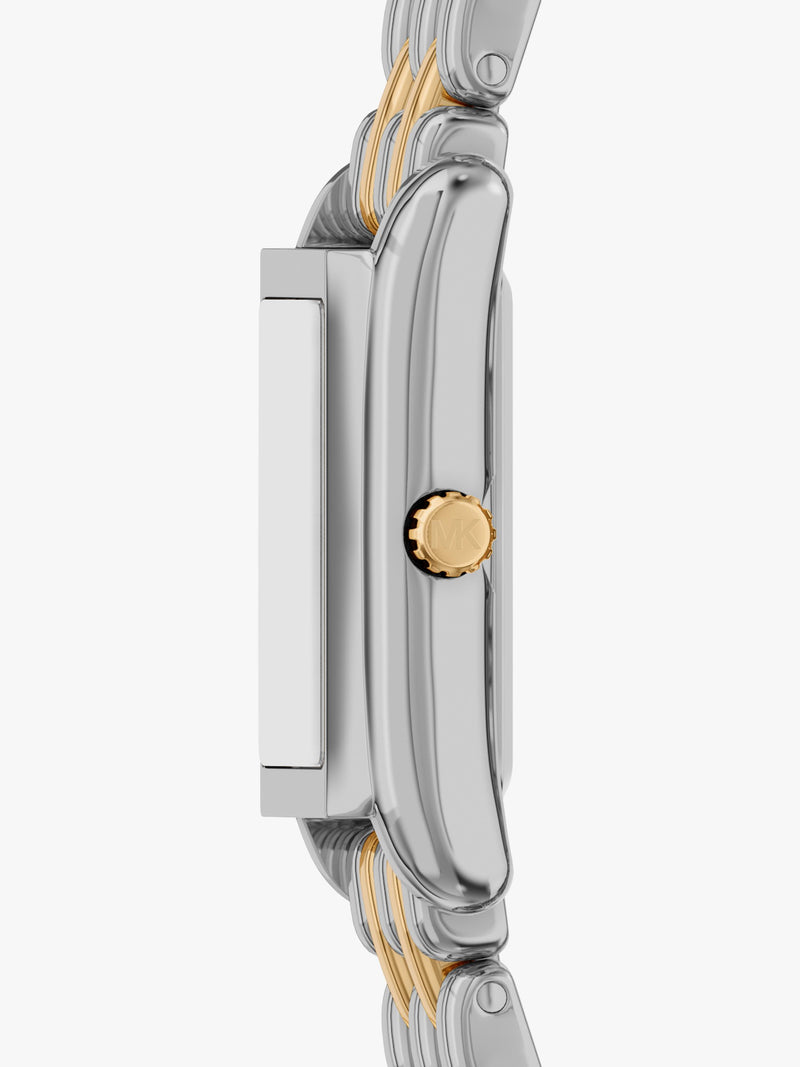 Michael Kors Essex Tank two-tone watch with link bracelet, UK version