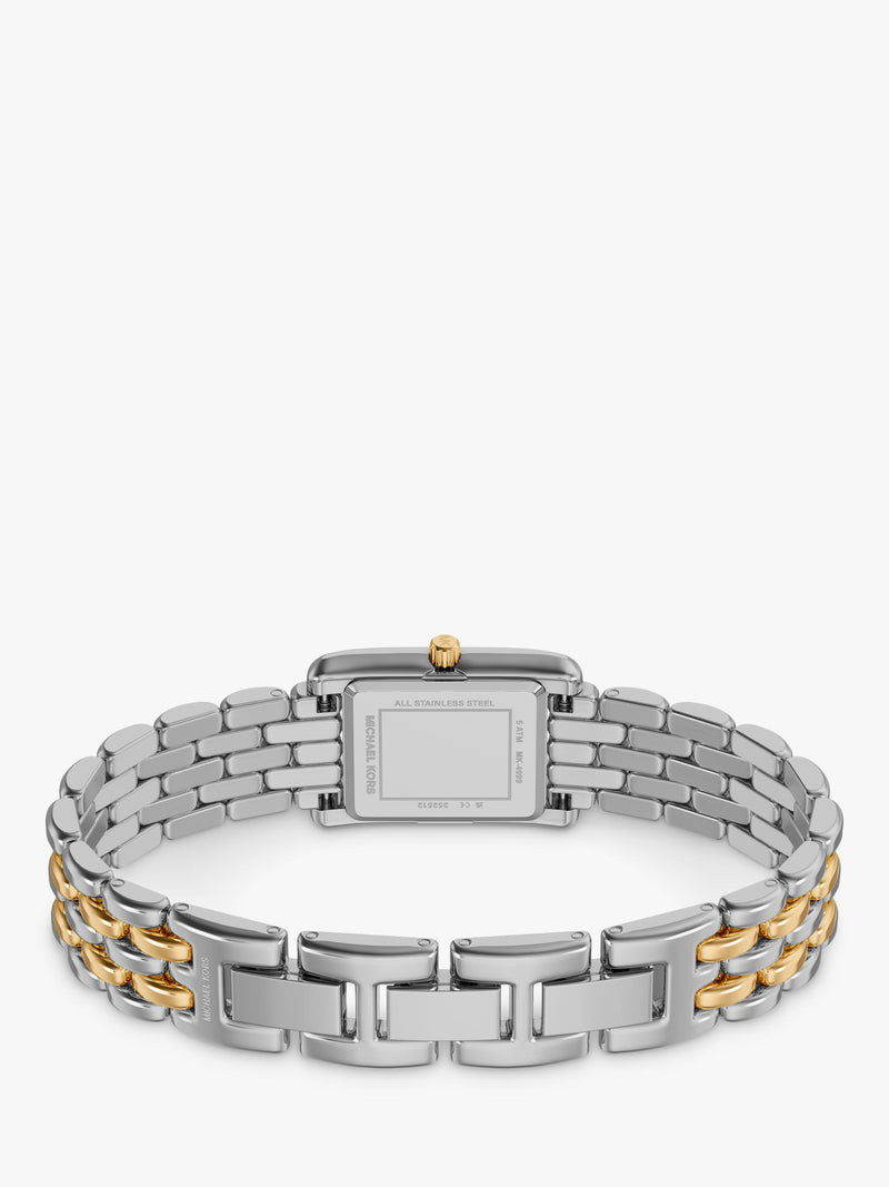 Michael Kors Essex Tank two-tone watch with link bracelet, UK version