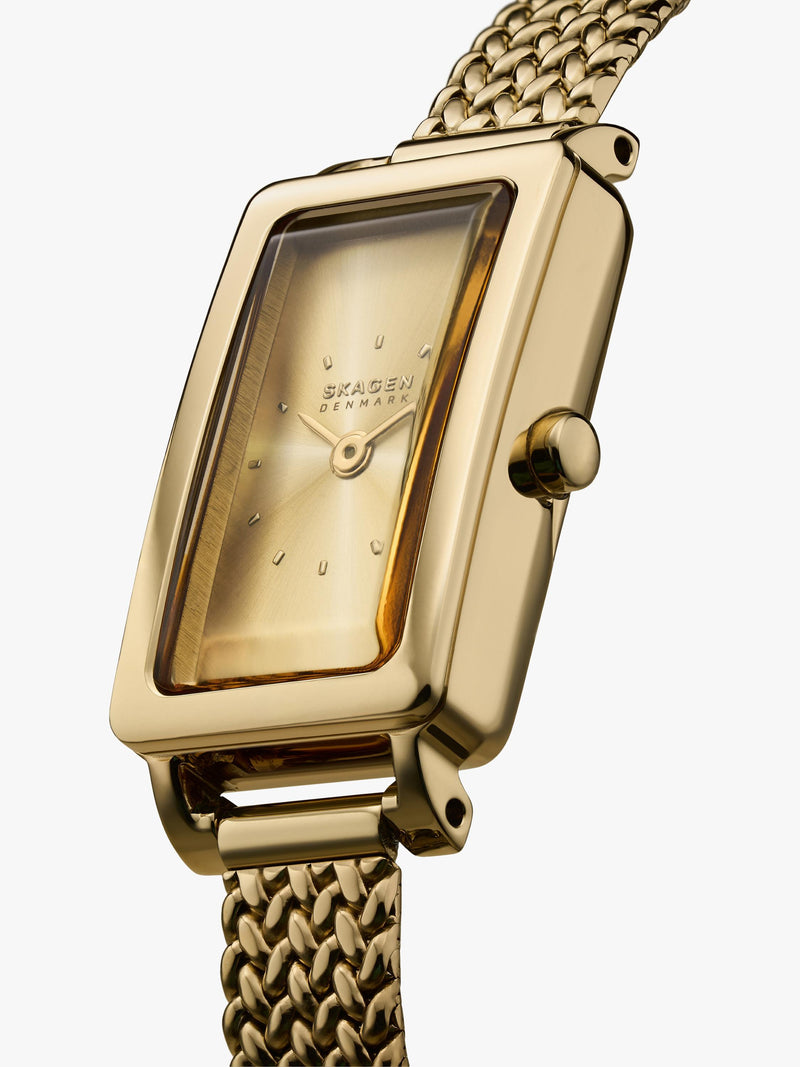 Skagen women's gold rectangular watch (British brand)