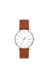 John Lewis Skagen Signatur Men's Round Watch with Tan Leather Strap- Buy online at McGrocer