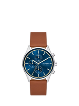 John Lewis Skagen Holst Chronograph Watch Tan/Blue 42mm- Buy online at McGrocer