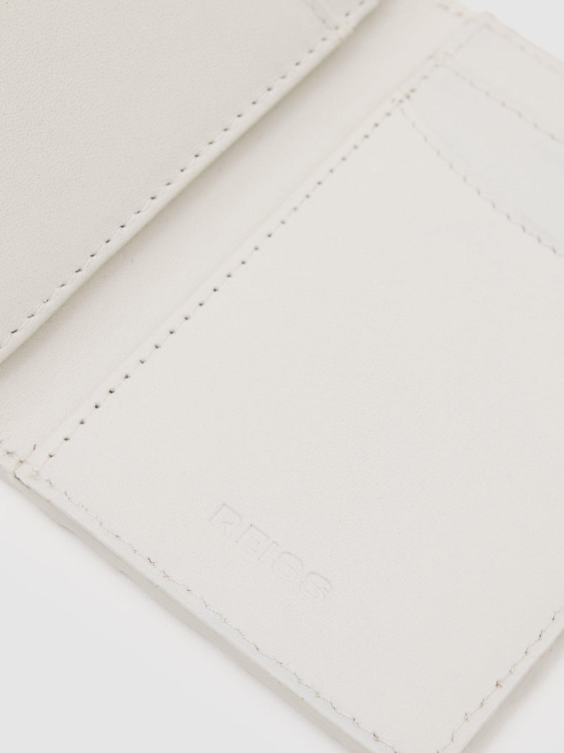 Reiss Floyd Woven Leather Bifold Card Holder Off White (British brand)