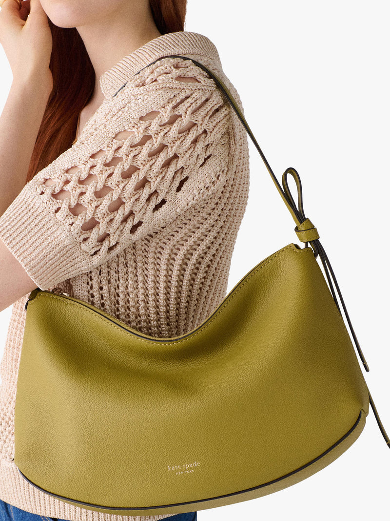 kate spade Loop Large Leather Shoulder Bag Laurel Leaf, imported from the UK