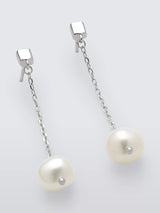 John Lewis Lido Freshwater Pearl Drop Earrings, Silver, 4cm- Buy online at McGrocer