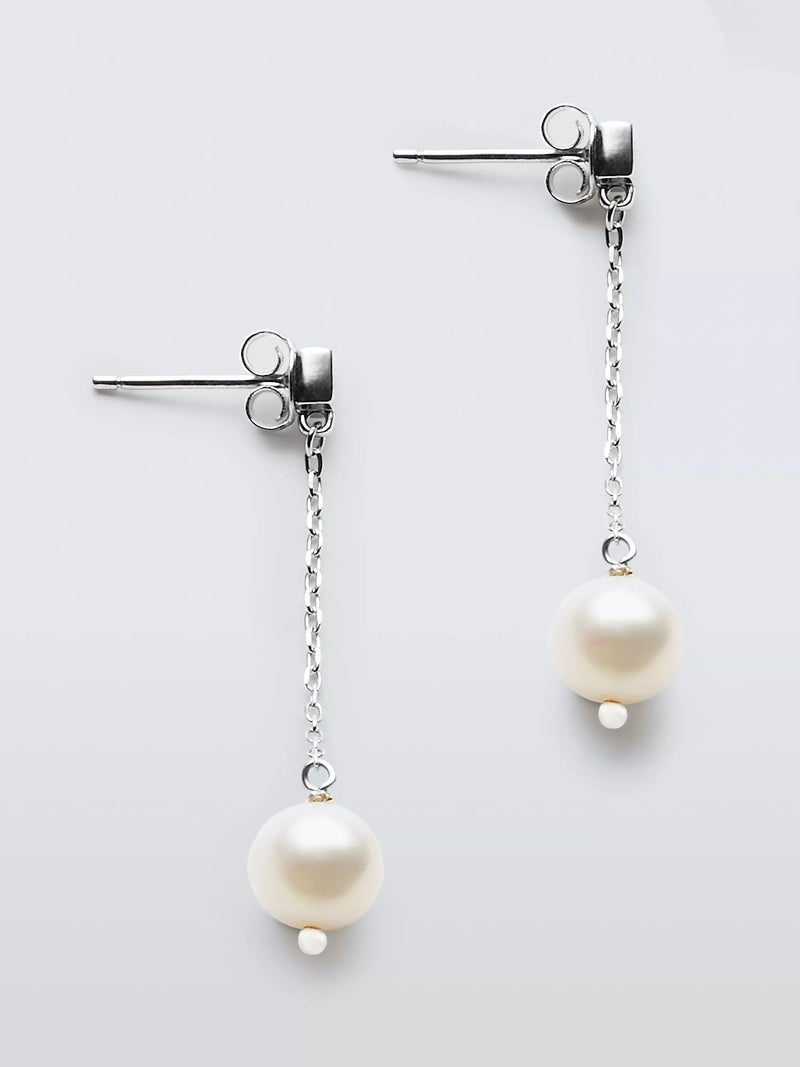 Lido freshwater pearl drop earrings silver - British product