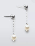 Lido freshwater pearl drop earrings silver - British product