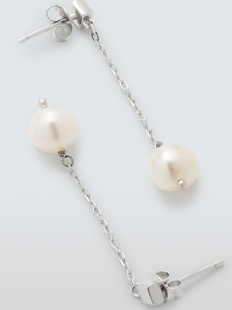 Lido freshwater pearl drop earrings silver - British product