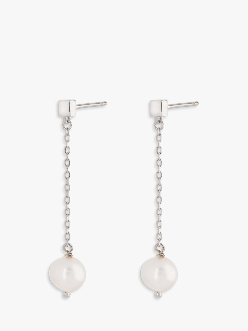 Lido freshwater pearl drop earrings silver - British product