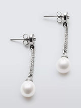 John Lewis Lido Cubic Zirconia Pearl Drop Earrings in Sterling Silver- Buy online at McGrocer