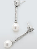 Lido cubic zirconia pearl drop earrings (British brand)