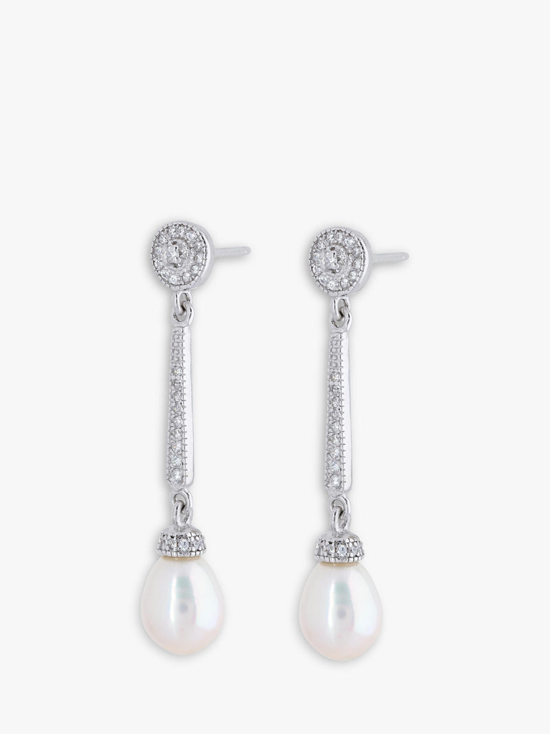 Lido cubic zirconia pearl drop earrings (British brand)
